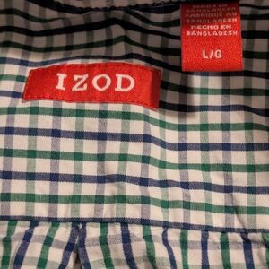 Izod Men's Checkered Shirt in Blue and Green